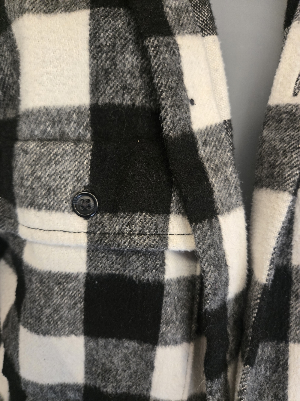 GAP Black and White Buffalo Plaid Shacket Wool Blend M - Picture 2 of 9